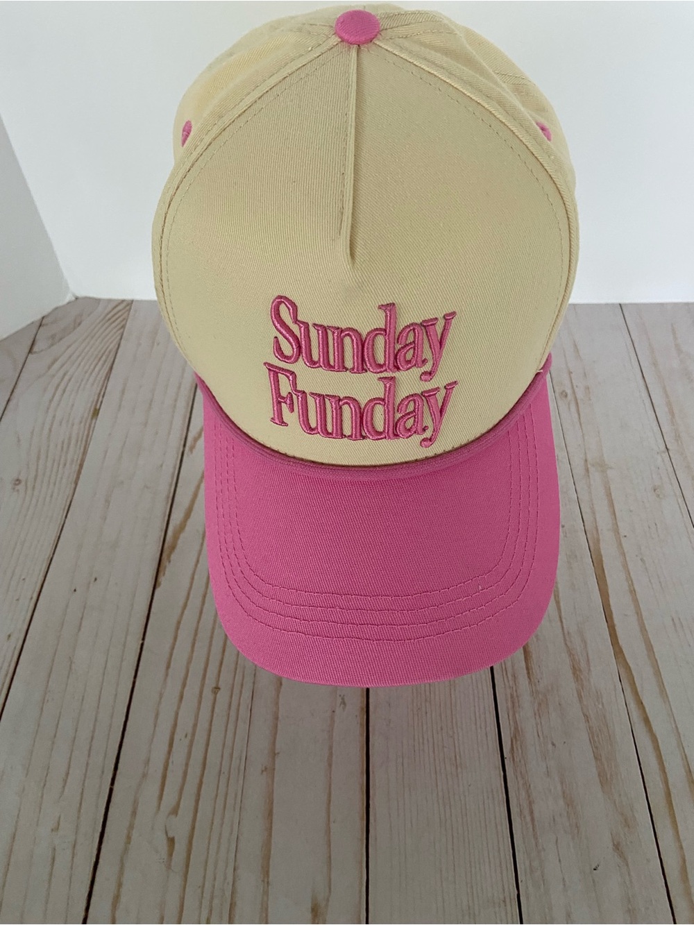 Simply Southern Kids' Cream & Pink 'Sunday Funday' Baseball Cap
